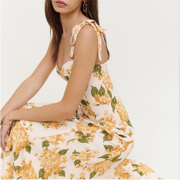 Reformation Nadira Fara Floral Midi Dress 10/M Coquette - Picture 3 of 11